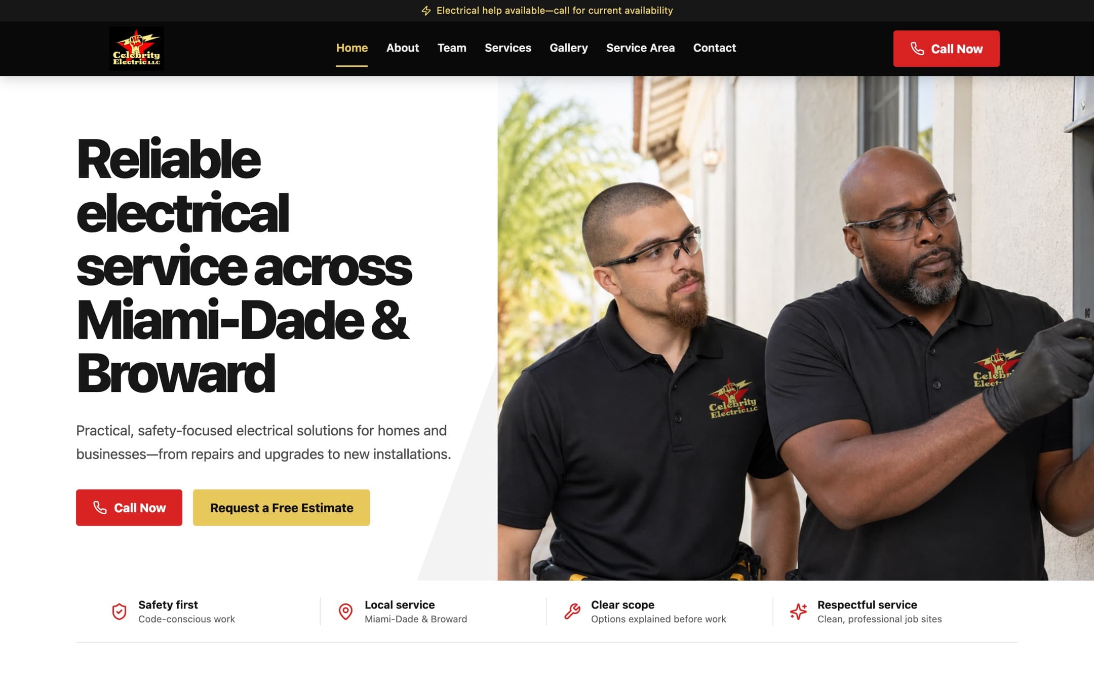 Celebrity Electric homepage