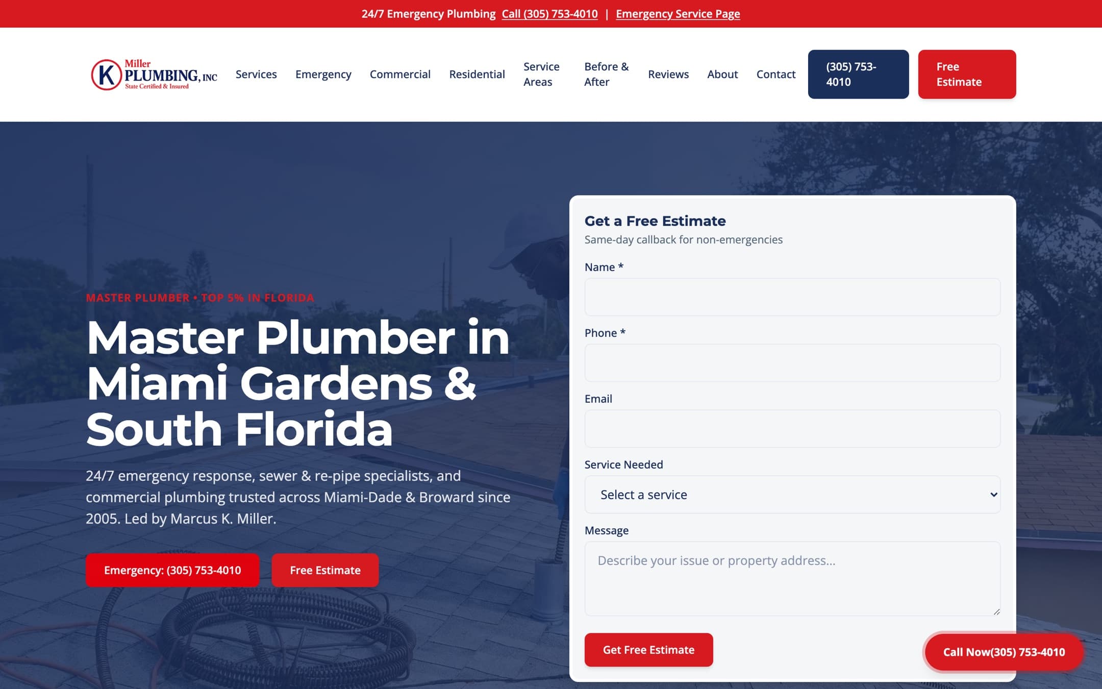 K. Miller Plumbing homepage